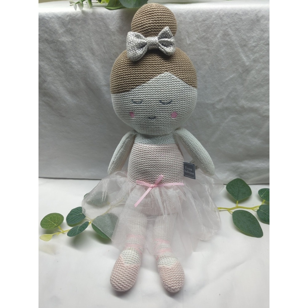 Living Textiles Emma Ballerina Doll Soft Fabric Knitted 17" Rattle Doll